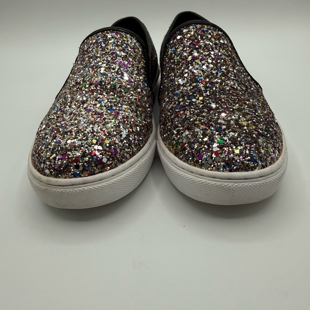 Steve Madden Ecentrog Leather Trim Multicolor Sparkly-Glitter Slip On Sneakers - Picture 12 of 16